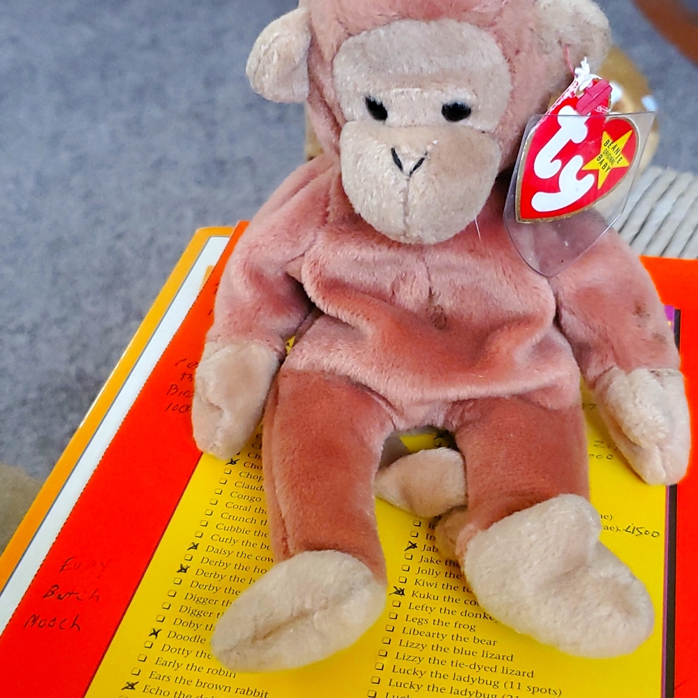 Beanie babies. Nana the monkey was released on Aug. 17, 1995.
